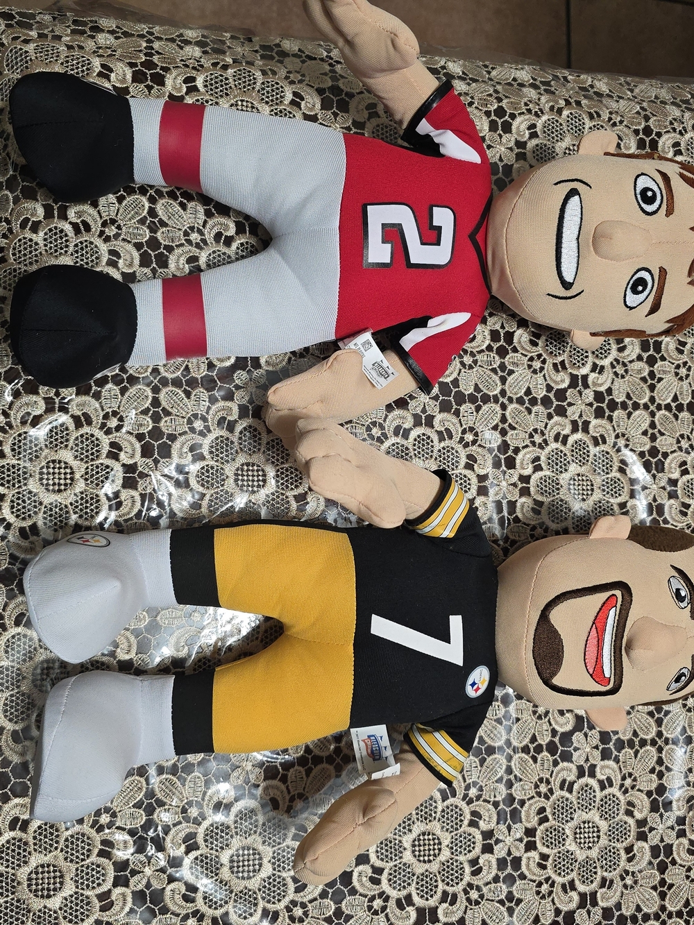Licensed NFL Plush Football Player Dolls - Red & Black/Yellow Team Styles